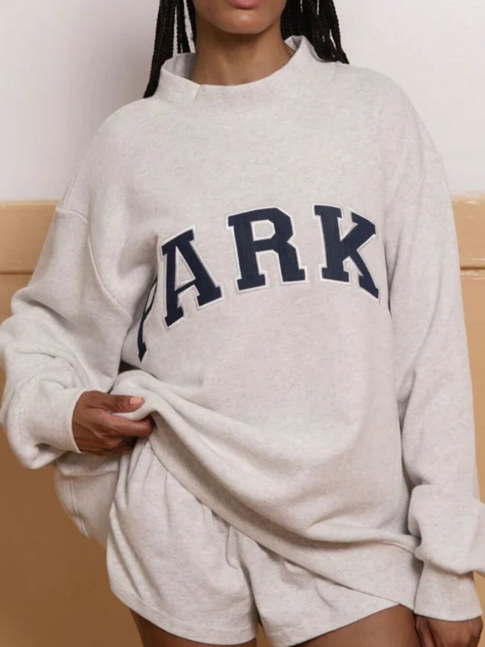 PARKE Mockneck Sweatshirt Size S/M🍭💙 Gray + Denim Blue